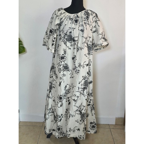 Anko Dresses & Skirts - Anko Floral Cotton Midi Dress Size 18 Black White resortwear vacation lagenlook